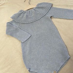 Nueces European knit romper and bonnet 
baby boy girl size 2-3y